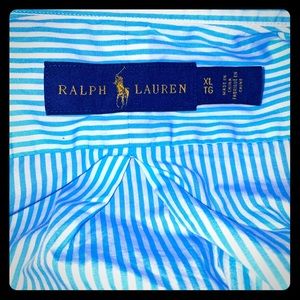 Polo Men’s Button Down Light Blue Striped XL